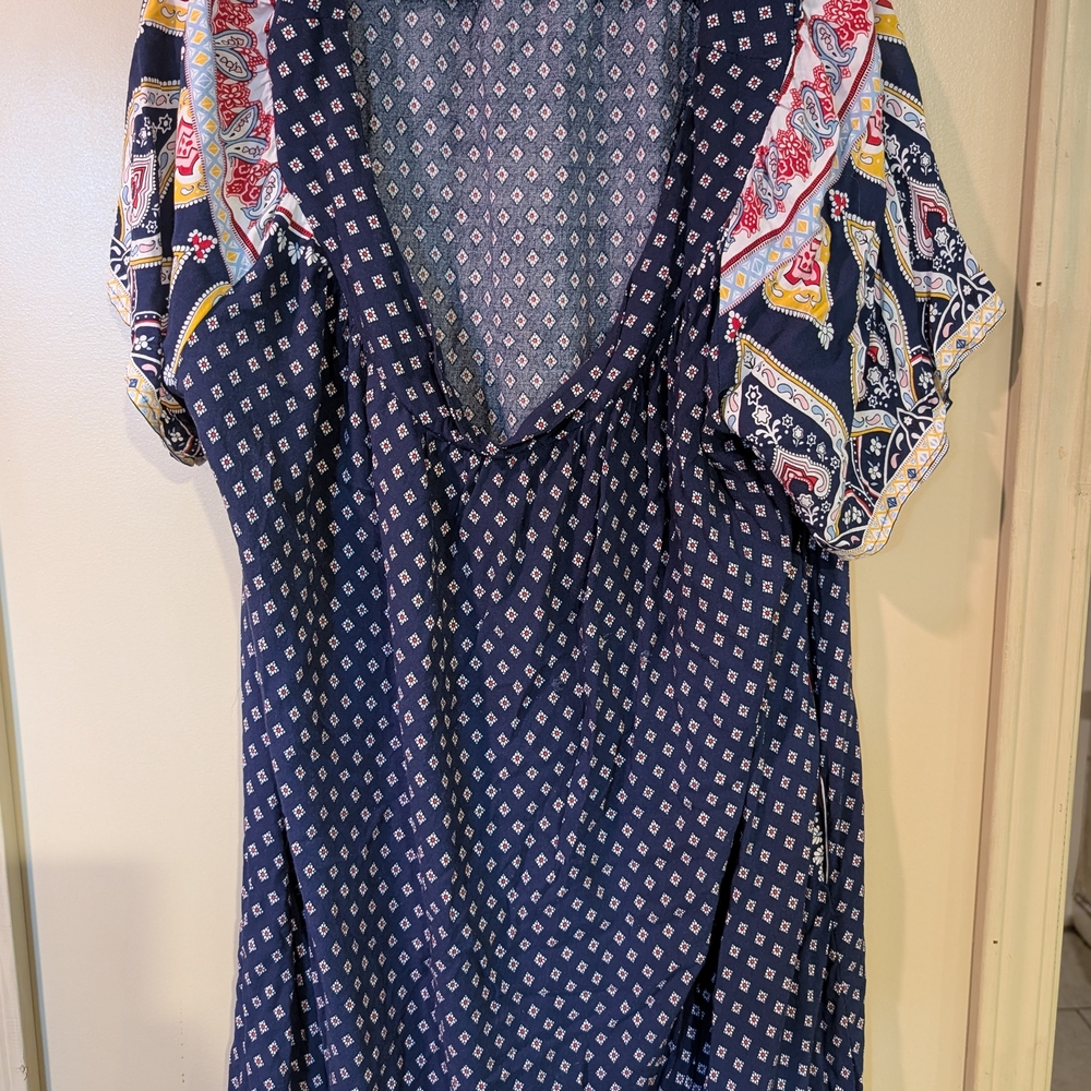 Navy Blue Patterned Dress